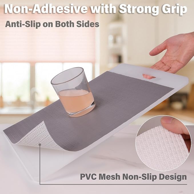 Drawer and Shelf Liners for Kitchen Cabinet,17.5IN x 10FT Non Slip Cabinet Liners for Shelves,Non-Adhesive Strong Grip Mats Protect Dresser Cupboard,Shelf Paper Easy to Clean-Gray - Image 2