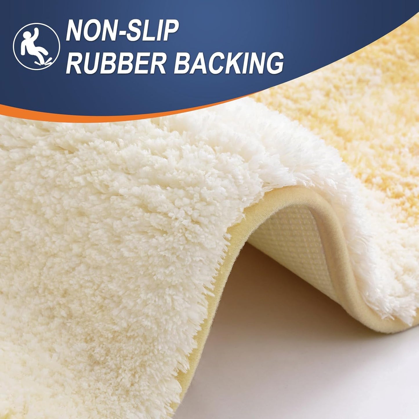 OLANLY Bathroom Rugs Mat 24x16, Extra Soft Absorbent Microfiber Bath Rugs, Rubber Backing, Quick Dry, Washable Bath Mats for Bathroom Floor, Tub and Shower, Home Decor Accessories, Light Yellow