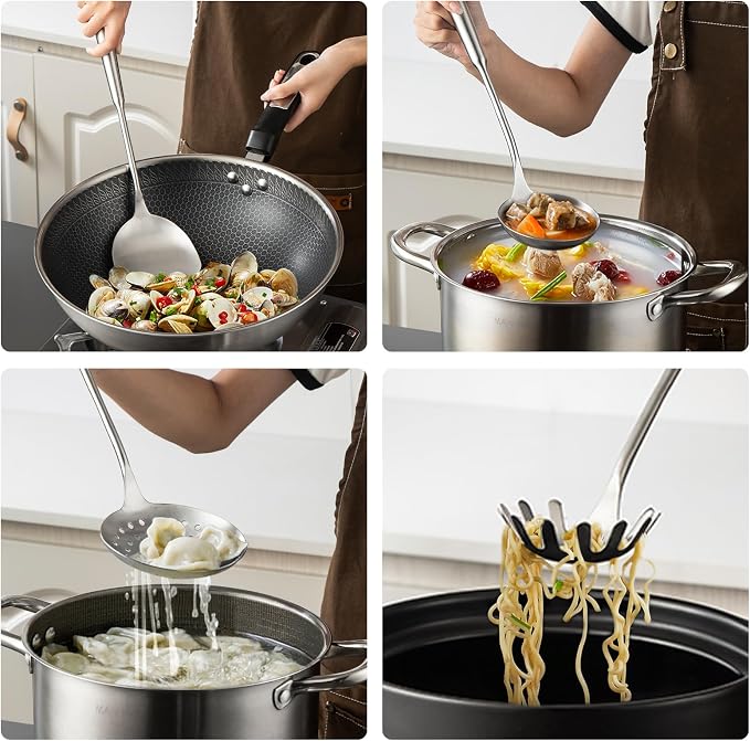 18/8 Stainless Steel Cooking Utensils set, 7 Pcs, Dishwasher Safe - Image 4