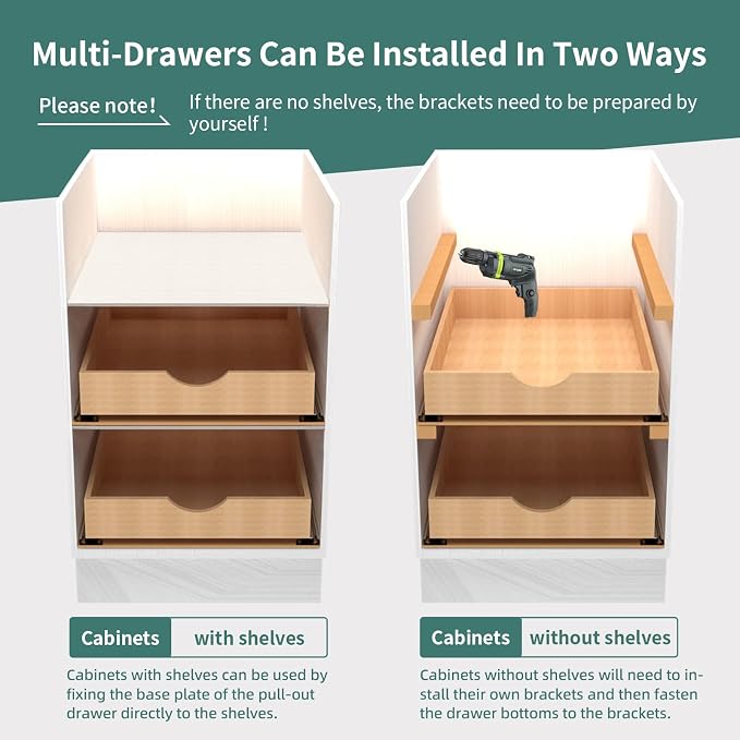 Fully Assembled Pull Out Cabinet Drawer, Wood Pull Out Cabinet Organizer, Soft Close Slide Out Pull Out Drawers for Kitchen Cabinets, Fast and Easy DIY Installation, 18”W x 21”D - Image 7