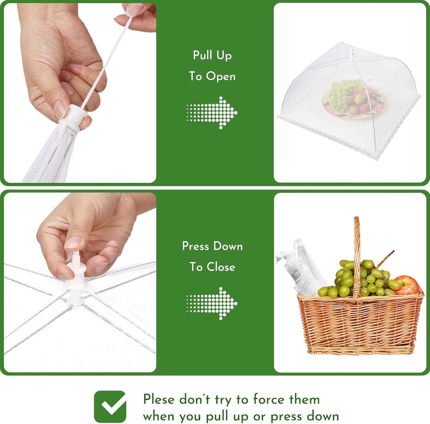 Mesh Food Covers for Outside - Upgraded 6 Pack Large 17x17 in Food Tent Food Cover Outdoors Party Collapsible Picnic Nets Umbrella Mesh Screen Pop Up Food Dome (White)