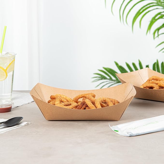 Restaurantware Kraft Paper lb Paper Food Tray Boat, 200 Pack - Image 4