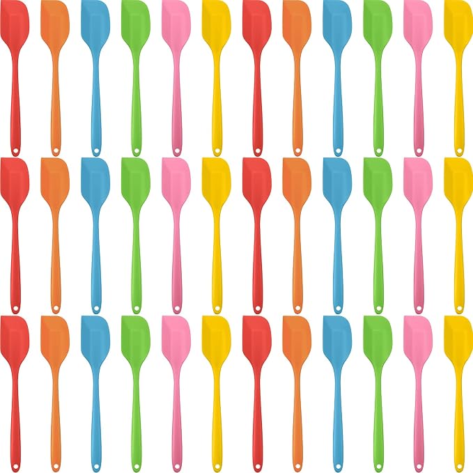 Irenare 36 Pcs Mini Silicone Spatulas Bulk 8.3 Inch Heat Resistant Scrapers Rubber Spatulas Seamless Design Non Stick Flexible for Kitchen Use Cooking Baking Mixing by Irenare
