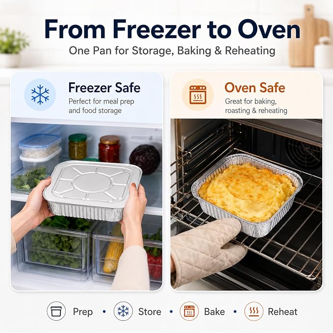 8x8 Aluminum Foil Pans, 20 Pack Foil Pans Disposable - Image 5