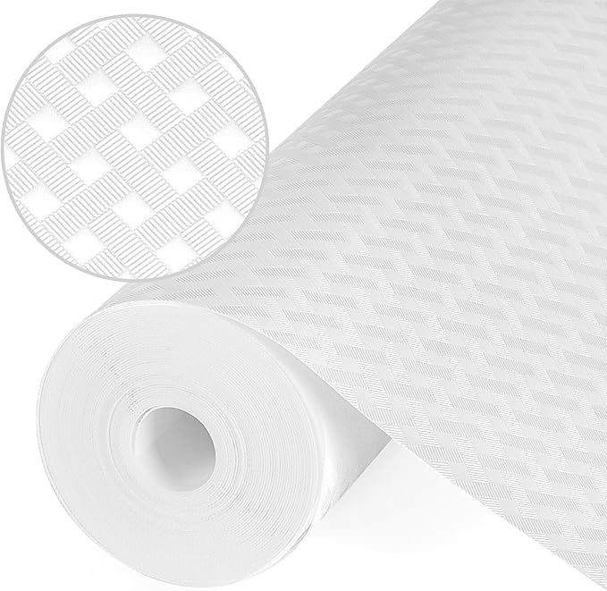 Shelf Liners, Non-Adhesive Drawer Liner, Waterproof & Oil-Proof Kitchen Cabinet Cupboard Liner Plastic EVA Material BPA Free Fridge Liner Mats Paper Protector for Shelves (White/16in x 240in) by Origuuds