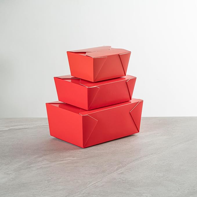Restaurantware Bio Tek 98 Ounce Take Out Boxes 200 To Go Lunch Boxes - Tab-Lock Closure Heat-Tolerant Red Paper Disposable Lunch Boxes Greaseproof For Hot And Cold Foods - Image 9