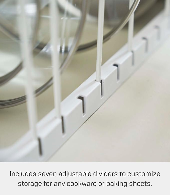 YAMAZAKI Home Tower Adjustable Lid & Pan Organizer – Kitchen Drawer Storage Shelf Rack - Image 3