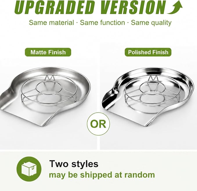 Palksky Colander and Strainer Self Drainer Base Plate Stainless Steel for Kitchen, Metal Countertop Draining Tray for Pasta Rice Noodle Fruit Veggie Food Strainer & Ceramic Colander - Image 2