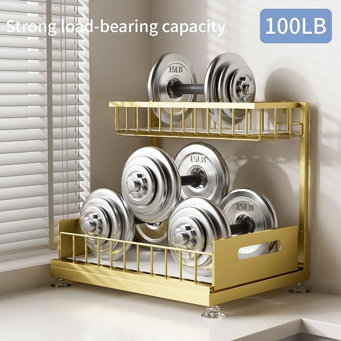 Saydear L-Shaped Under Sink Organizer, 2-Tier Pull-out Cabinet Rack 1-Pack - Image 4