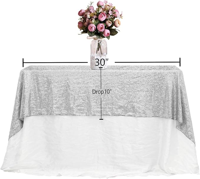 JYFLZQ Silver Sequin Tablecloth, Glitter Table Cover 50x50 Inch Square - Image 8