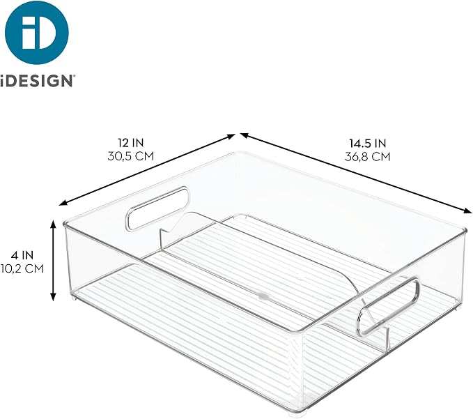 iDesign Divided Pantry Bin with Handle, Clear - Image 4