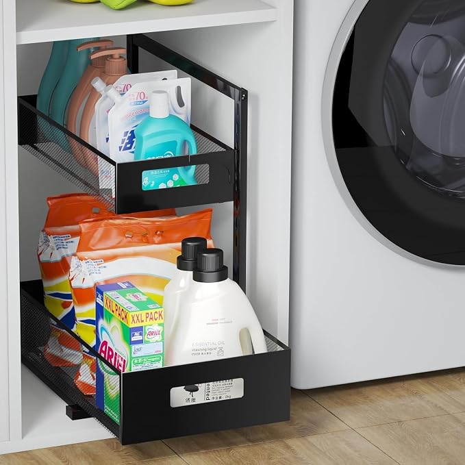 Petiza Under Sink Organizer Pull Out Cabinet Organizer Adjustable Height 2 Tier with Sliding Drawers Kitchen Bathroom Organizer and Storage(1pc) (Pack of 6) - Image 6