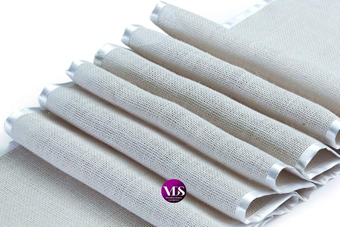 VDS Pack of 15, Burlap Table Runner with White Lace Edge, 100% Natural Jute Rustic Hessian Table Cloth Centerpiece for Wedding Birthday Party Banquet Table Decoration (Size 12X108 Inch)(White) - Image 2