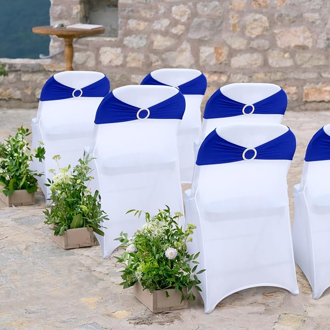 LEBENGURU Royal Blue Stretch Chair Sashes 50pcs with Buckle Slider - Image 5