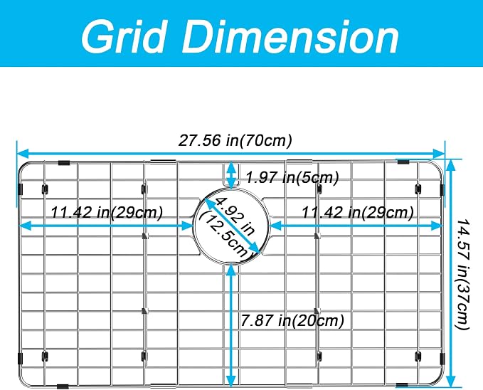 Large Sink Rack,Sink Protector for Kitchen Sink,27-9/16" X 14-9/16",Metal Sink Grate with Rear Drain for Single Bowl,Stainless Steel Sink Grid for Bottom of Sink with Strainer,1 pack - Image 3