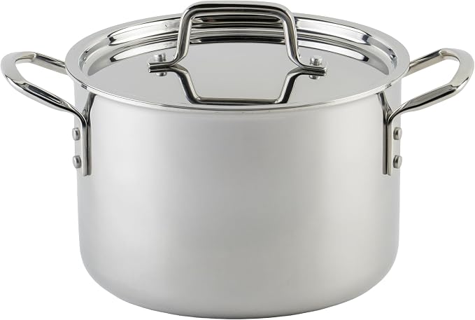 WINCO Tri-Ply Stock Pot, 6-quart-qt-6qt, Silver by Winco