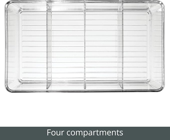 mDesign Plastic Divided Bin Storage Containers - Perfect for Fridge, Cabinet, Pantry, and Home Organization - Clear - Refrigerator Organizers - Ligne Collection - 2 Pack, Clear - Image 5