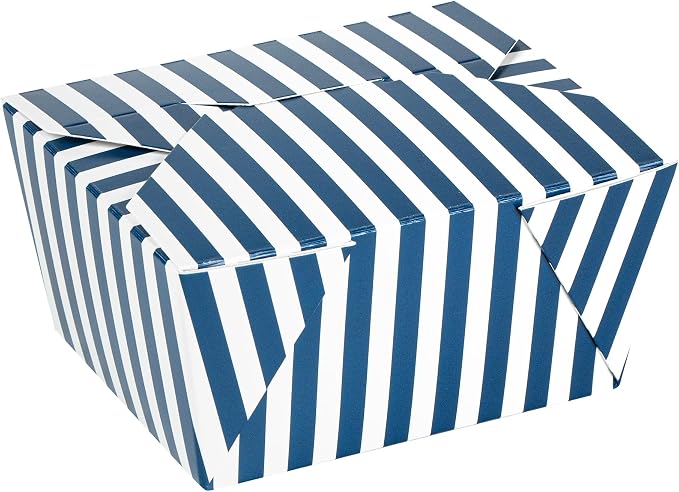 Restaurantware 30 oz Blue And White Stripe 1 Bio Box Container, 50 Ct by Restaurantware