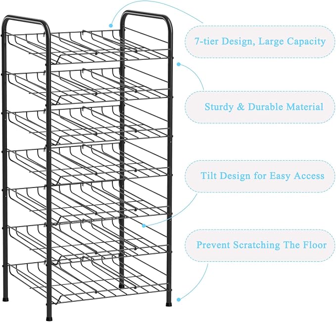 Vrisa Can Organizer for Pantry 7-tier Can Rack Organizer Metal Can Storage Dispenser Rack Holds up to 84 Cans for Canned Food Kitchen Cabinet or Pantry Shelf Black - Image 6