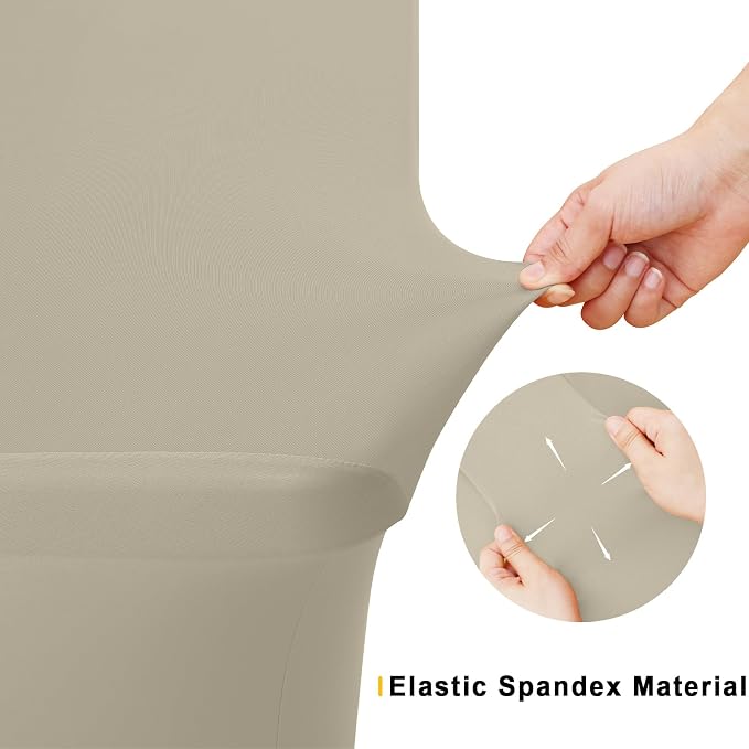Smiry 2 Pack Spandex Table Cloth 4FT, Elastic Fitted Taupe Tablecloth - Image 5
