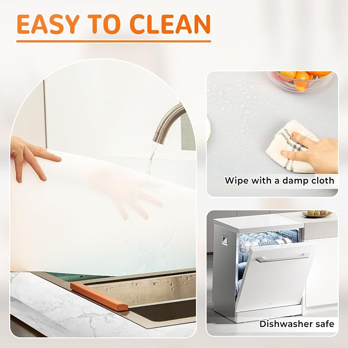 Silicone Mats for Kitchen Counter, Table & Desk, 47"x23" Heat Resistant Countertop Protector, Non-Slip Baking Pad, Dishwasher Safe - No Crease & White Translucent, Warome - Image 7