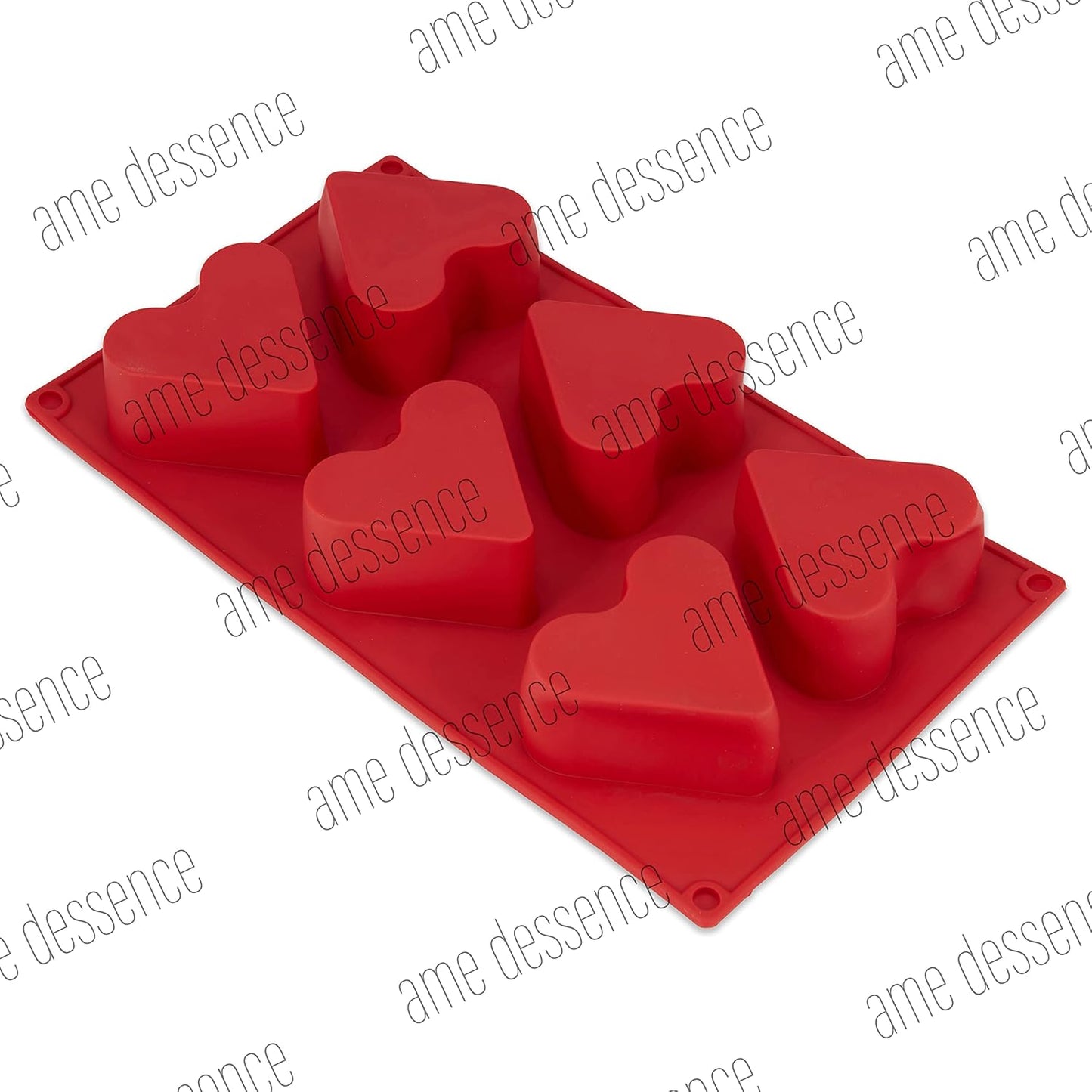 AME D'ESSENCE Heart Shaped Silicone Baking Mold - Non-Stick, Flexible, 6-Cup Capacity (4.4 oz), Reusable and Food-Grade - Perfect for Cakes, Muffins, Mousse, and More!