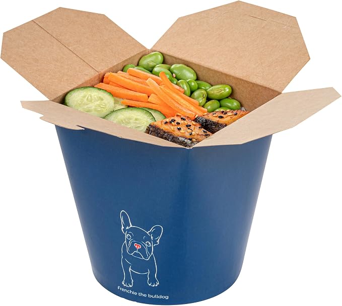 Restaurantware Bio Tek 4 x 3.5 x 4.5 Inch Food Containers, 200 Noodle Takeaway Boxes - Disposable, Sturdy, Frenchie Paper 32 Ounce Take Out Boxes, Round, For Hot Or Cold Foods - Image 10