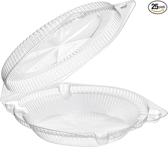 Inline Plastics 10" Clear Low Dome Hinged Clamshell Container - Fits 10" Pies & Pie Plates (pack of 25) by Inline+Plastics