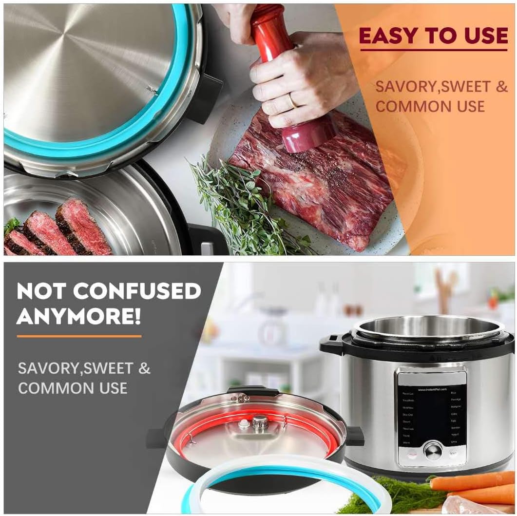 Premium Silicone Sealing Ring 3-Pack for InstantPot 8Qt - Dishwasher Safe Food-Grade Replacement Gasket, Compatible with 8Qt IP-DUO80/IP-LUX80/Ultra/Duo Plus/Viva (8 Quart Silicone Seals)