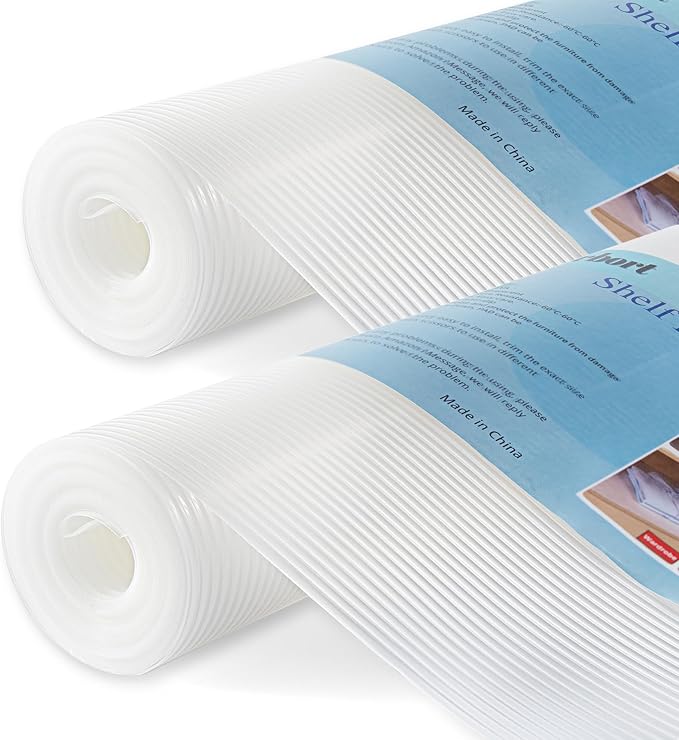 2 Rolls Shelf Liners, 11.8 Inches x 20 FEET Non-Slip Kitchen Cabinet Liner, Washable Oil-Proof Non-Adhesive Contact Paper for Kitchen Drawer, Cabinet, Shelves, Refrigerator, Storage, Desks, coutertops by TEZZ