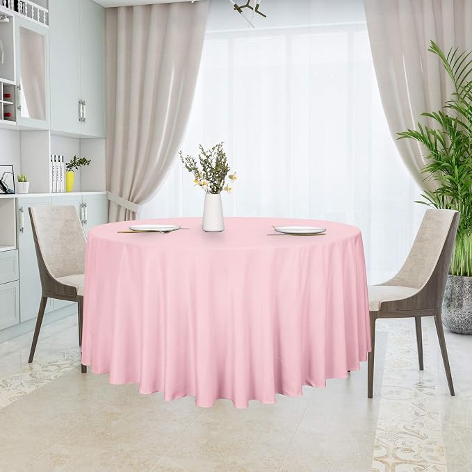 sancua Round Tablecloth, 120 Inch, Pink - Image 3