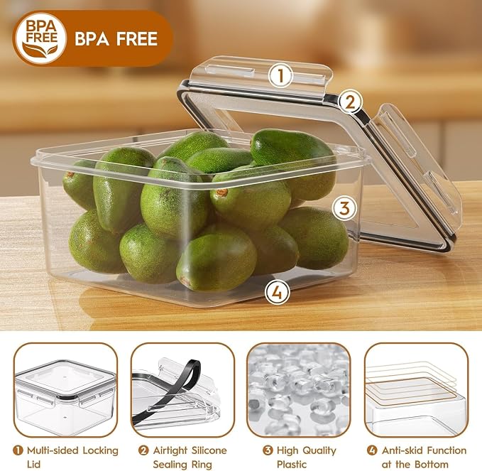 KEMETHY Large 48 Piece Food Storage Containers with Airtight Lids, BPA-free | 24 Containers & 24 Lids, Leak Proof, Meal Prep, Kitchen Storage, PVC-free Plastic, Microwave/Dishwasher Safe, Labels & Pen - Image 6