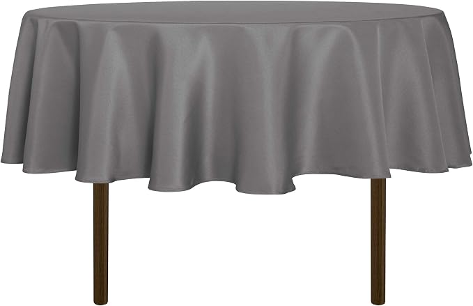 sancua Light Grey Round Tablecloth 60 Inch Diameter for 20-48 Inch Tables by sancua