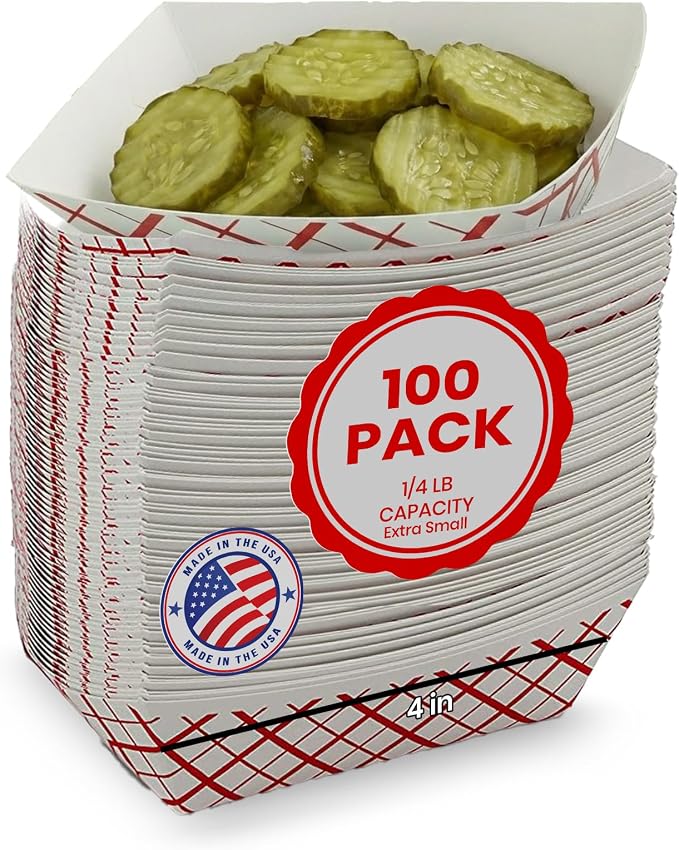 MT Products Plaid Charcuterie Trays 1/4 lb. - Disposable Paper Food Tray (Pack of 100) - Made in The USA by MTProducts