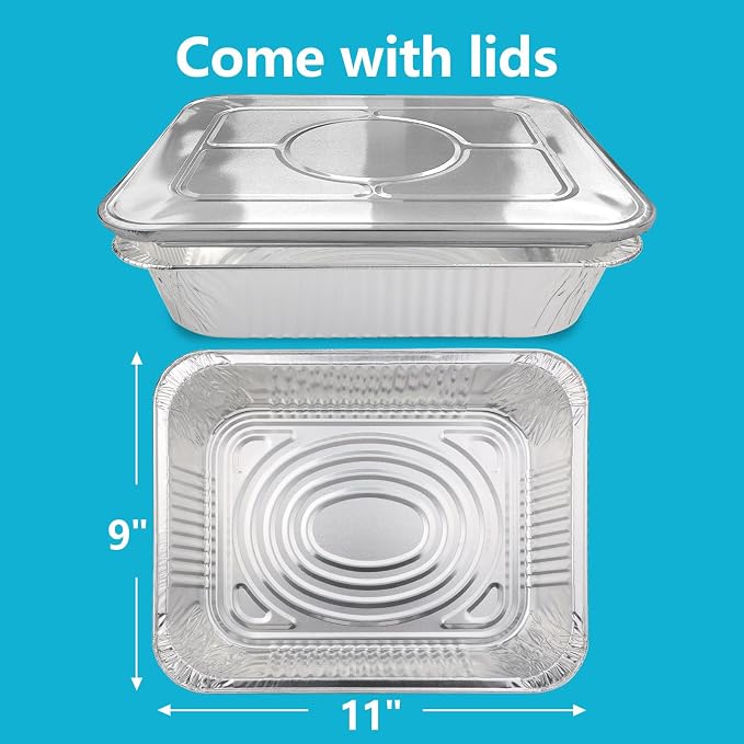 9x13 Aluminum Pans With Lids, 20 Pack Extra Deep Disposable Foil Pans - Image 8