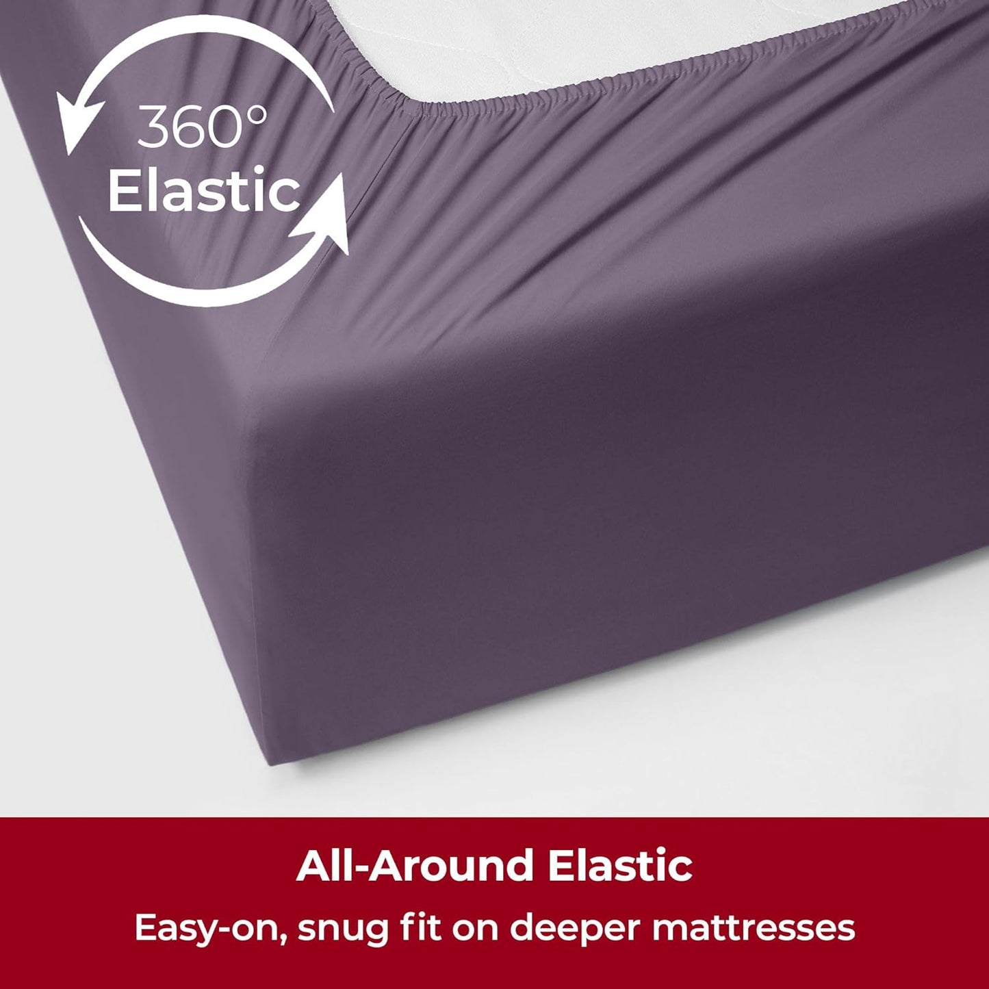 Mellanni Extra Deep Full Sheets - 4 PC Iconic Collection Bedding - Hotel Luxury, Ultra Soft, Cooling Bed Sheets - Wrinkle, Fade, Stain Resistant (Full, Purple)