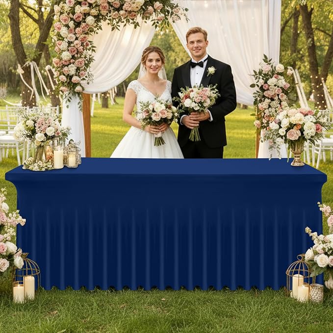 Moosfor 2 Pack Spandex Fitted Rectangle Tablecloth, Elastic Table Skirt - Image 2