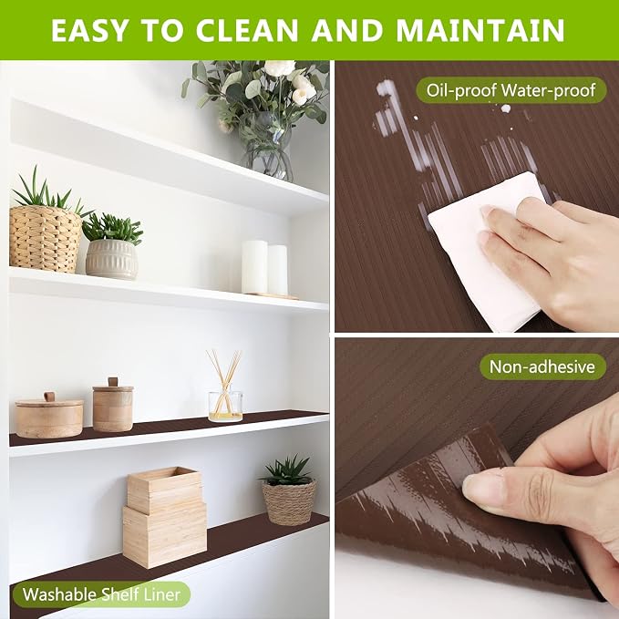 Anze Shelf Liner for Kitchen Cabinets, Coffee, 23.6 x 393.7 in - Image 3