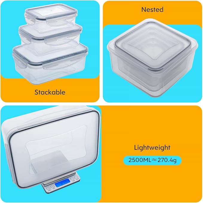 JSCARES 44 PCS Food Storage Container with Lid (22 Lids & 22 Containers) | Leakproof Meal-Prep Containers for Kitchen Storage Reusable Plastic Microwave/Dishwasher Safe with Labels & Pen - Image 6