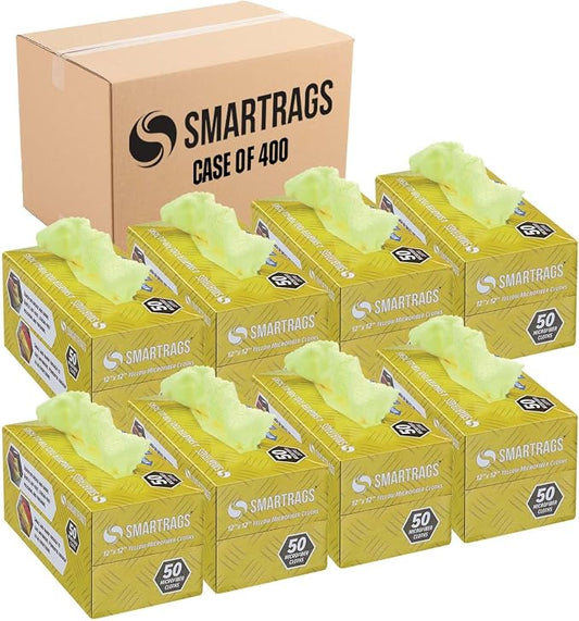 Arkwright Smart Rags in Box - (Bulk Case of 400) Lint Free Microfiber Cleaning Cloth, Scratch & Streak-Free, Dispensable Wash Towels for Cars, Window Glass, and Auto Shop, 12 x 12 in, Yellow by Arkwright