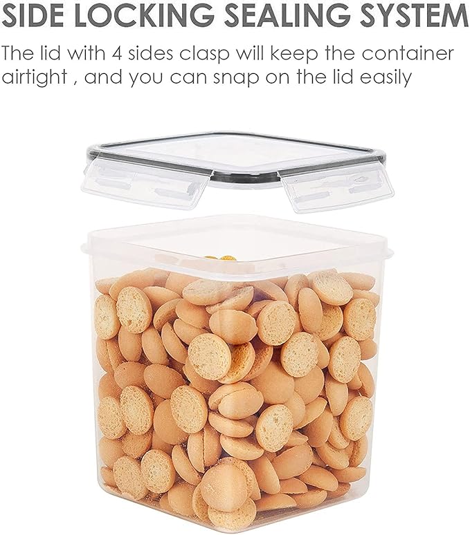 Vtopmart 2.5 L Flour Sugar Storage Containers, 4 PCS, Black | Airtight Seal, Multiple Sizes, BPA Free, Food Grade Material, Dishwasher Safe (Not Lids) - Image 4