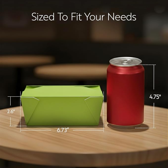 Restaurantware Paper Food Box 50 Count 45 Oz Leakproof Paper Lunch Box Greaseproof Food Container Tab-Lock Design 6.73 x 5.5 x 2.6 Inches Green - Image 2