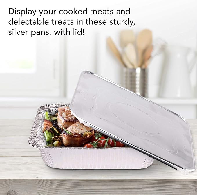 Stock Your Home 9x13 Aluminum Trays with Lids (10 Pack) – Disposable Half Size Deep Pans for Cooking, Storage, BBQ, Grilling, Catering - Image 5