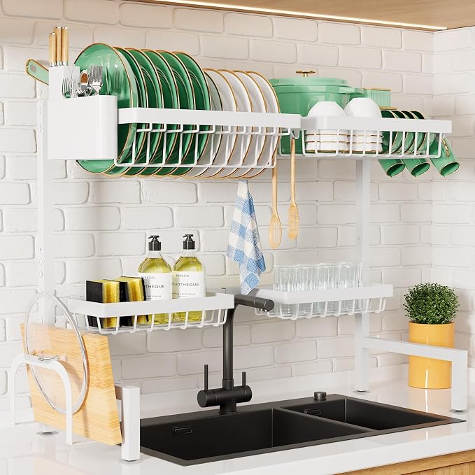 Kitsure Adjustable Over The Sink Dish Drying Rack, 26.8" -33.9"x21.5" by Kitsure