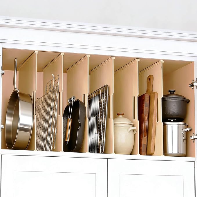 Celestite Wooden Baking Sheet Organizer for Cabinet, Baking Tray Organizer, Cookie Sheet Organizer for Cabinet Kitchen Storage Organization Accessories - Image 7