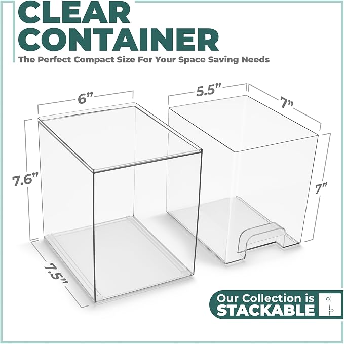 Sorbus Stackable Acrylic Storage Drawers, 4 Pack Clear Plastic Organizer Bins for Baby Bottles, Makeup, Bathroom, Vanity & Kitchen Countertop Organization, Pull-Out Drawer Design for Cabinets & Pantry - Image 6