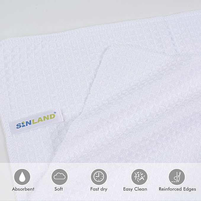 SINLAND Sublimation Blank Towels Waffle Kitchen Towel 16x24 10 Pack White - Image 3