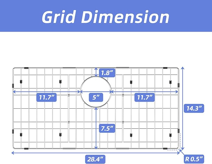 Large Sink Rack 28.4" X 14.3",Metal Sink Protector for Kitchen Sink with Strainer,Stainless Steel Sink Grid for Bottom of Sink,Sink Grate with Corner Radius 0.5" and Rear Drain for Single Bowl,1 pack - Image 4