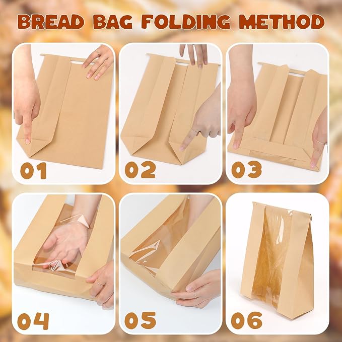 1000 Packs Paper Bread Bags for Homemade Bread, Sourdough Bread Bags with Tin Strip, Bakery Packaging Bags with Clear Window for Cookies Bread (13.7x8.2x3.5 inch) - Image 8
