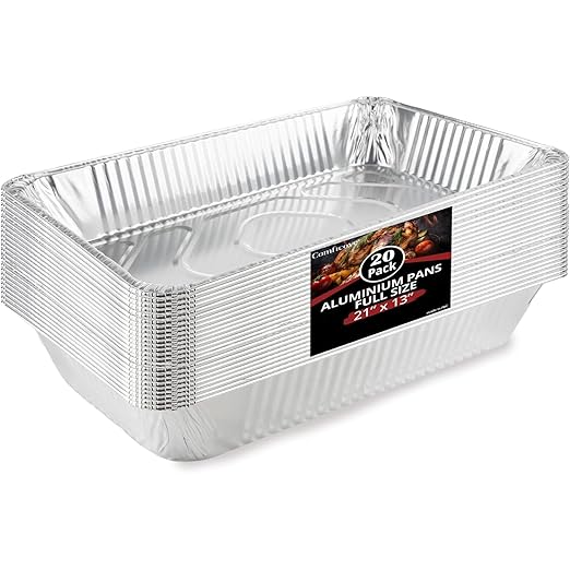 COMFICOVE Full Size Aluminum Foil Pans (20 Pack) — Heavy Duty Deep Steam Table Trays for Buffet, Catering, Baking, Roasting, Cooking BBQ Grilling, Baking Pan Trays by COMFICOVE